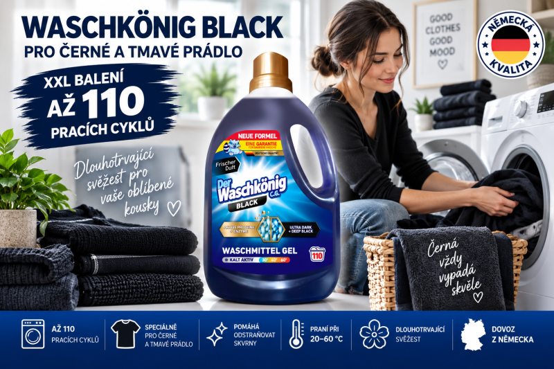 Waschkönig Black XXL – prací gel pro černé a tmavé prádlo až na 110 praní